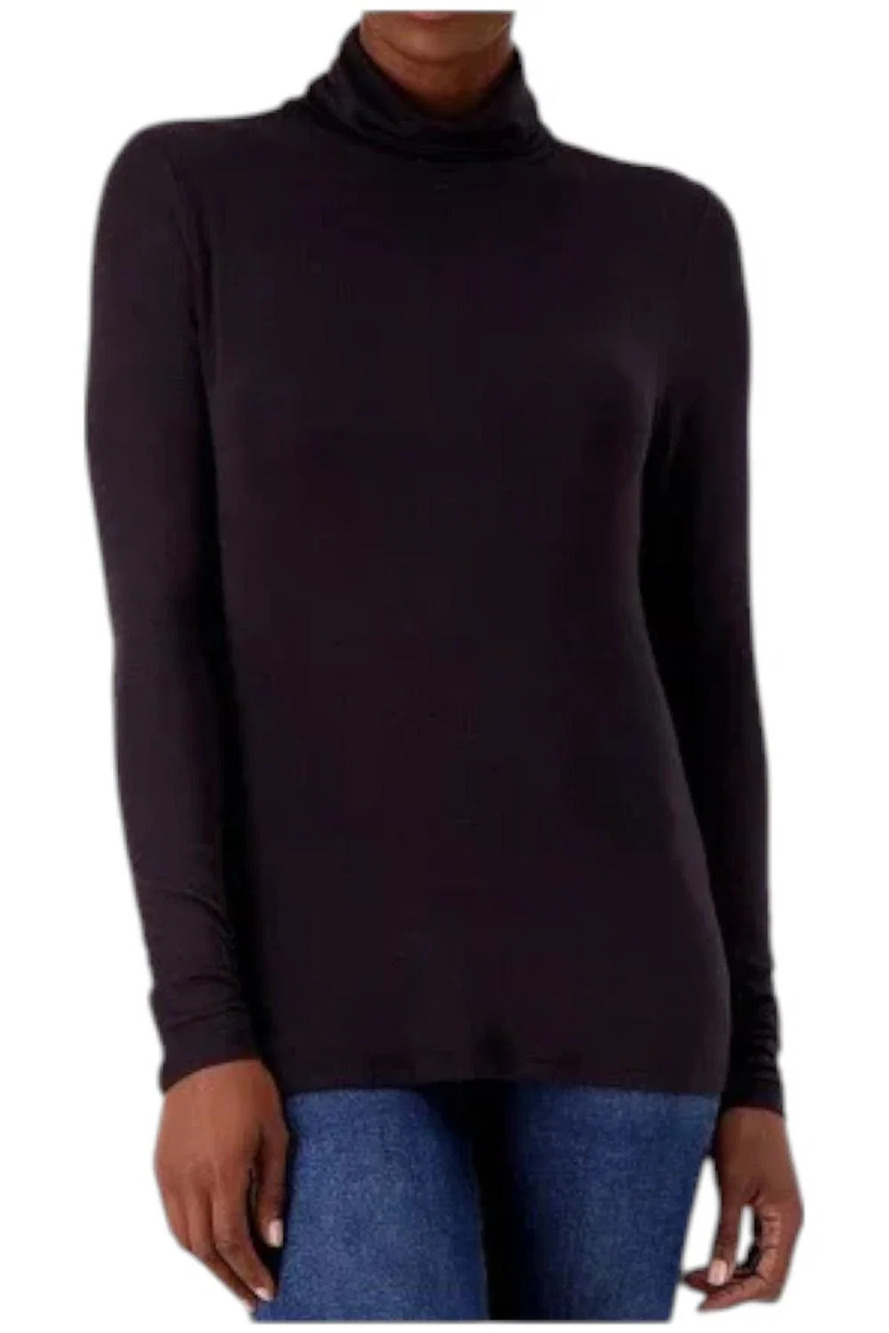Girl With Curves Layering Turtleneck Tissue Tee Black - Regular